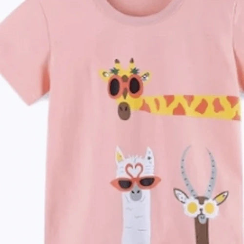 Pink girls T- shirt with animals on it