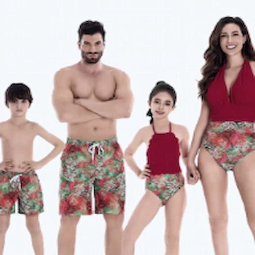 Family wearing swimsuits