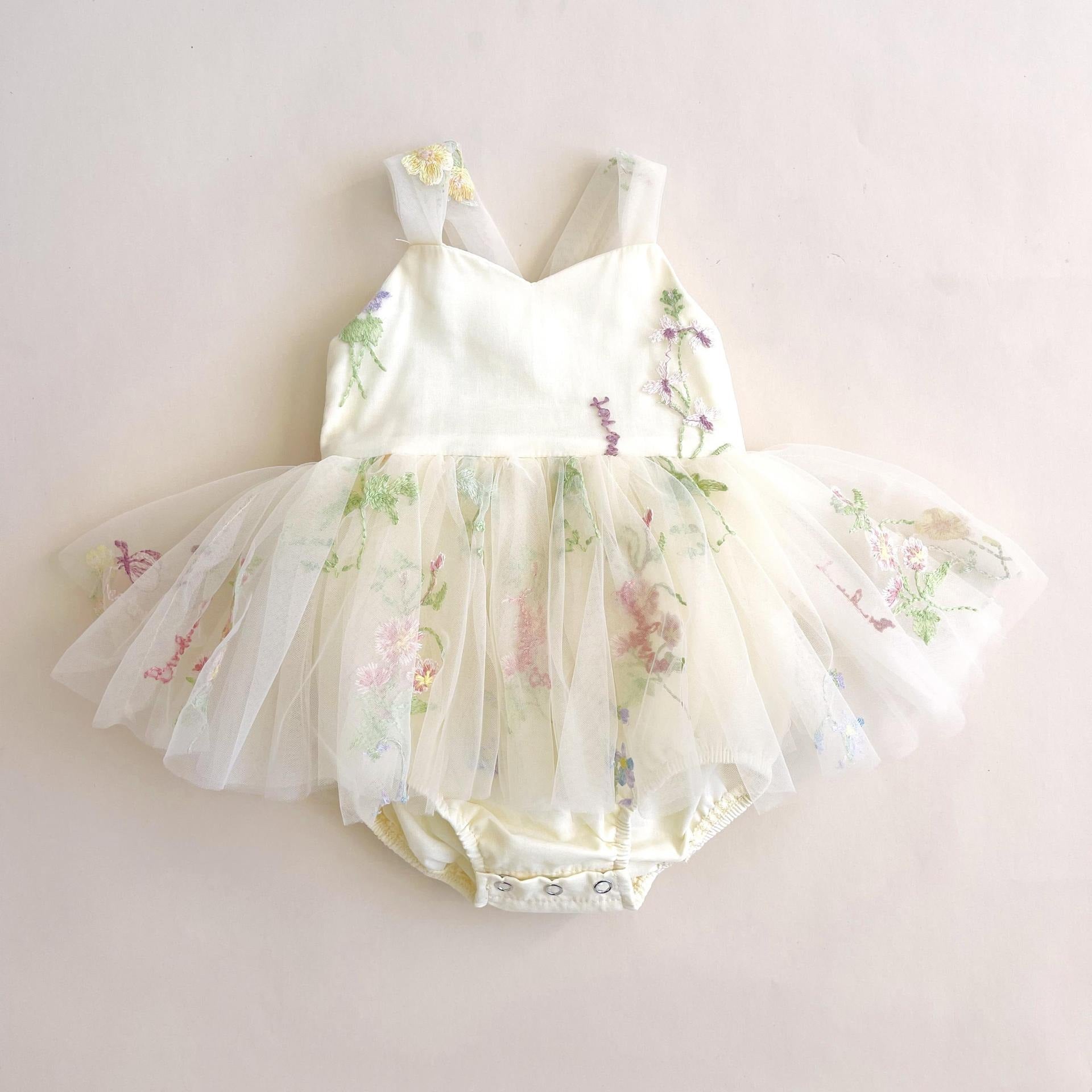 Summer women's treasure mesh camisole jumpsuit cute embroidered princess skirt baby one year old outfit