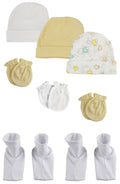 Baby Boy, Baby Girl, Unisex Infant Caps, Booties and Mittens (Pack of 8) NC_0279