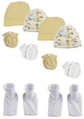 Baby Boy, Baby Girl, Unisex Infant Caps, Booties and Mittens (Pack of 10) NC_0335