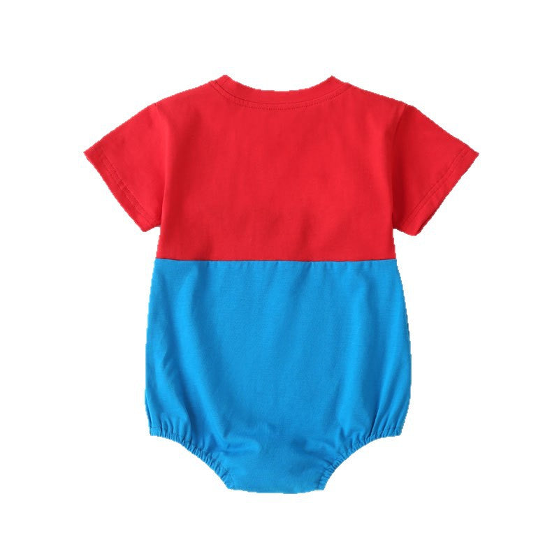 Baby Cotton Romper Super Mario Style for Newborn Photoshoot Summer Outfit