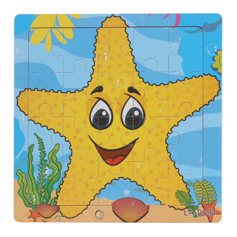 Wooden puzzle, children's animal puzzle, educational cartoon, flat puzzle toy for early childhood education
