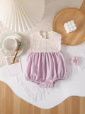 Sleeveless Romper for Baby Girls, Stylish Princess Onesie, Lightweight Baby Outfit for Newborns, Full-Bodied Bodysuit for 1 Month and 100-Day Celebration