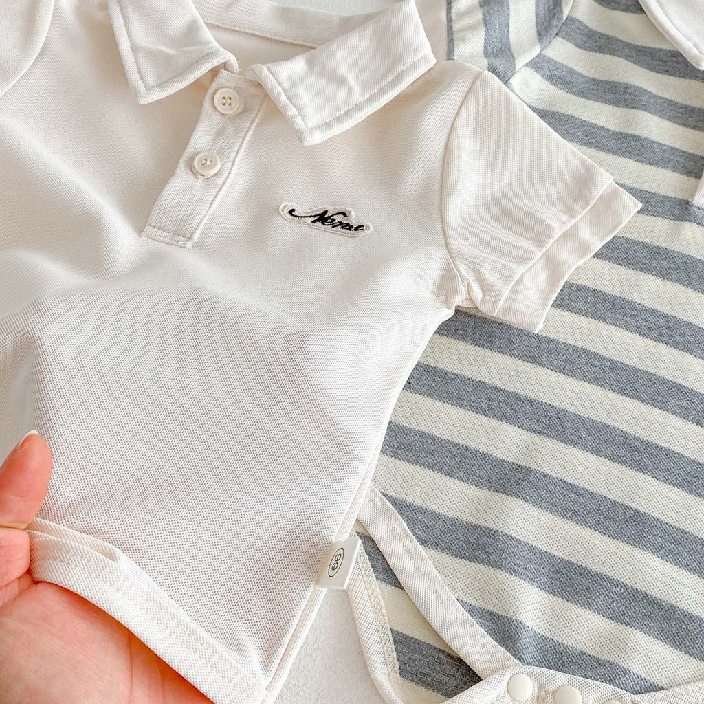 Summer Baby Boy Romper Newborn Bodysuit Short Sleeve Polo Collar Letter Print Infant Toddler Onesie