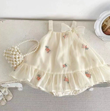 Summer Romper Dress Onesie Lightweight Baby Bodysuit Crawling Outfit for 100-Day Baby