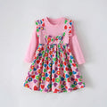 Children's Butterfly Knot Long Sleeve Princess Dress Floral Kids