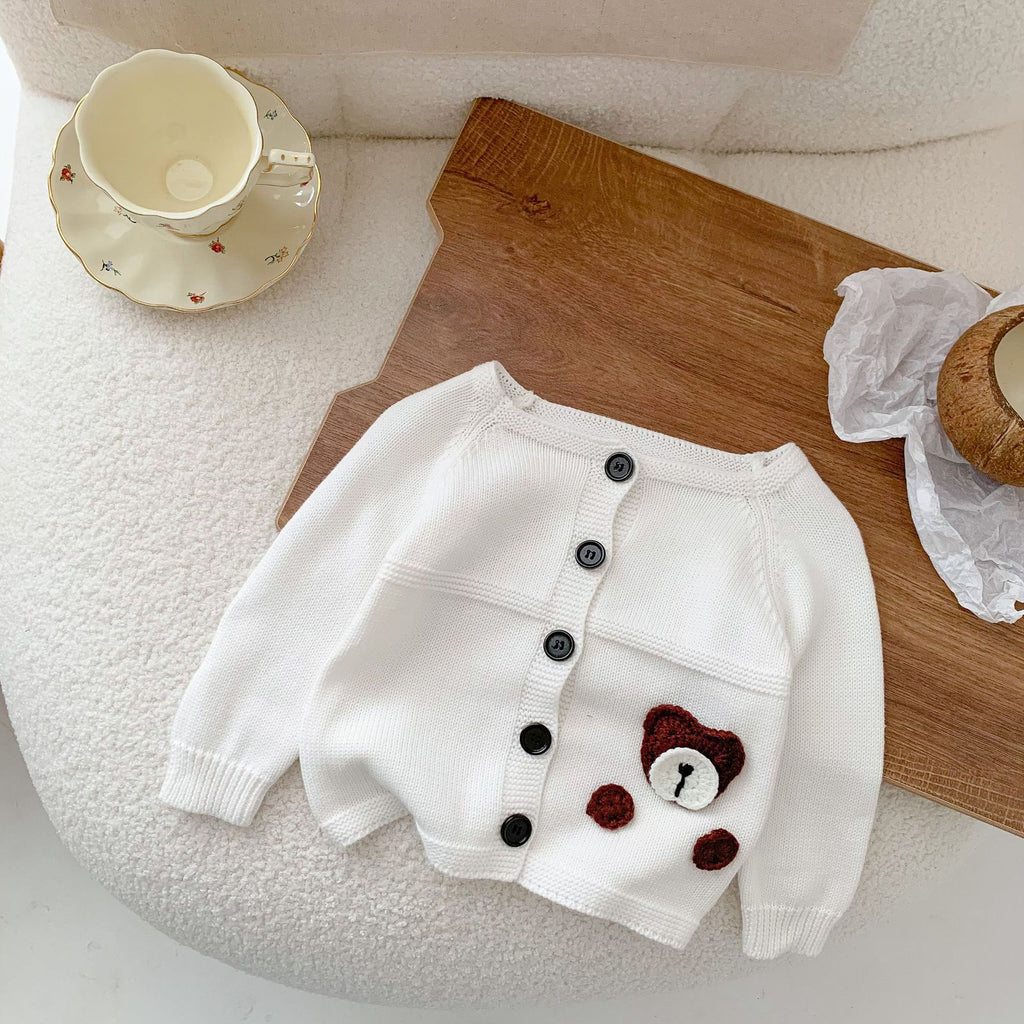Winter  Baby Boy Girl Knit Bear Cardigan Baby Sweater Coat Long Sleeve Infant Top