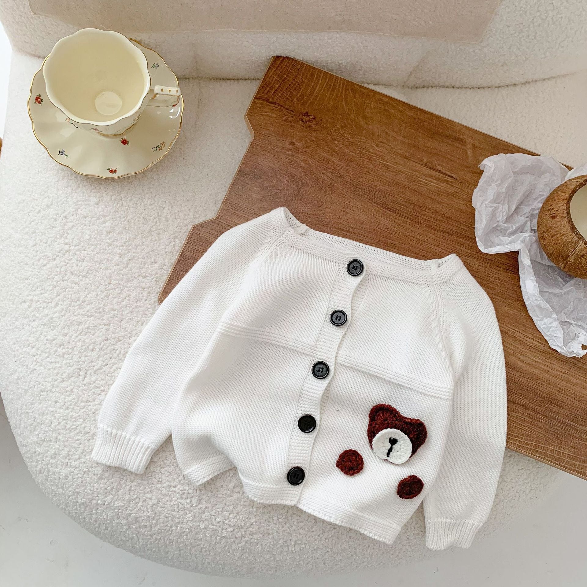 Winter  Baby Boy Girl Knit Bear Cardigan Baby Sweater Coat Long Sleeve Infant Top