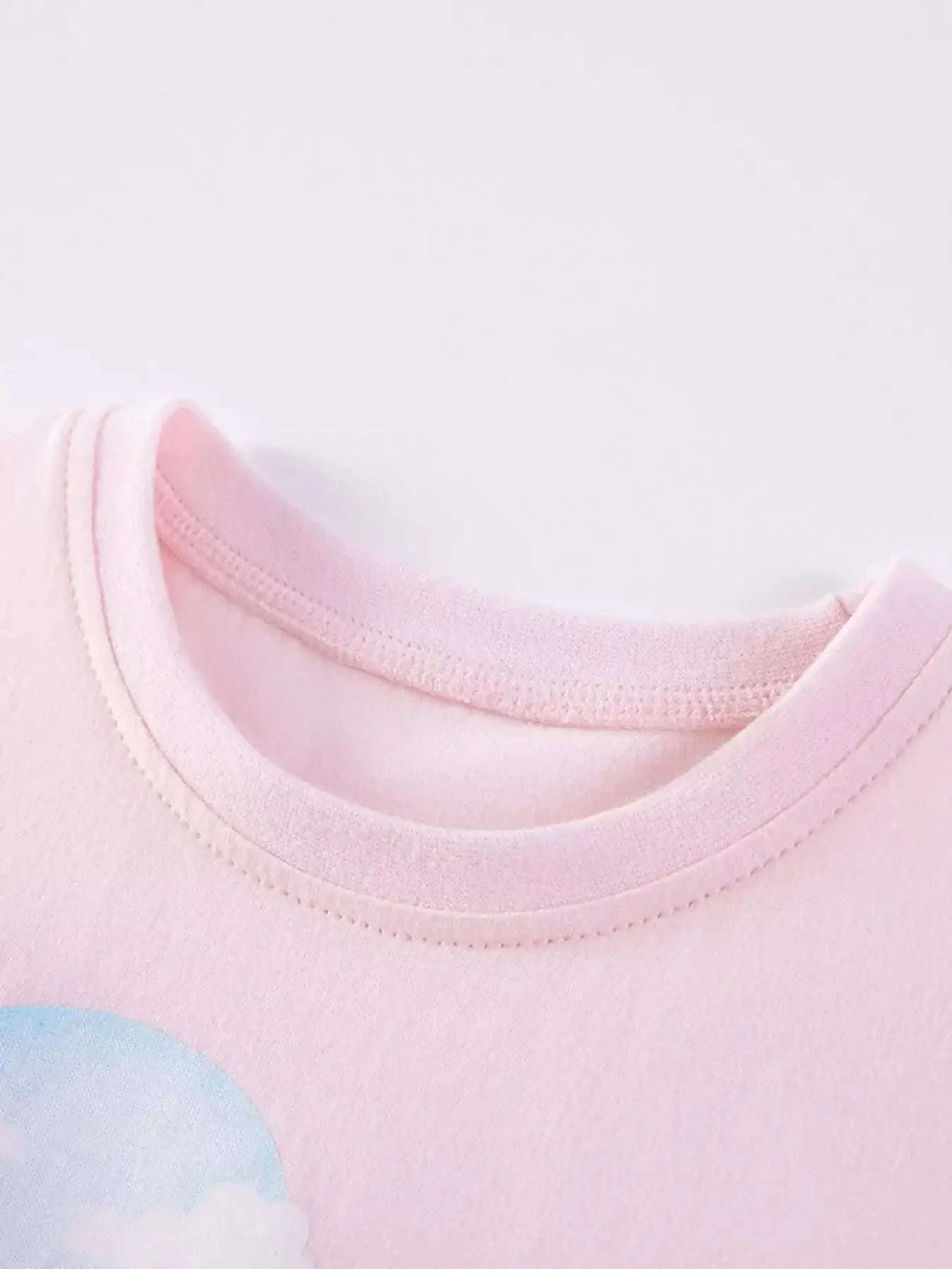 Blush pink kids T-shirt crew neck with ribbed collar and stitching detail