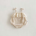 Cute Baby Girl Summer Romper with Lace Collar, Sweet Thin Cotton Sleeveless Onesie