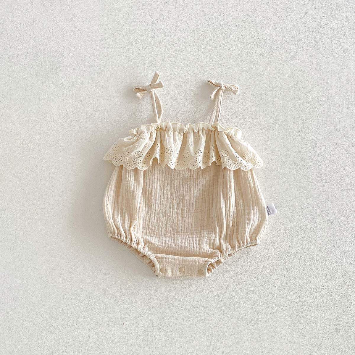 Cute Baby Girl Summer Romper with Lace Collar, Sweet Thin Cotton Sleeveless Onesie