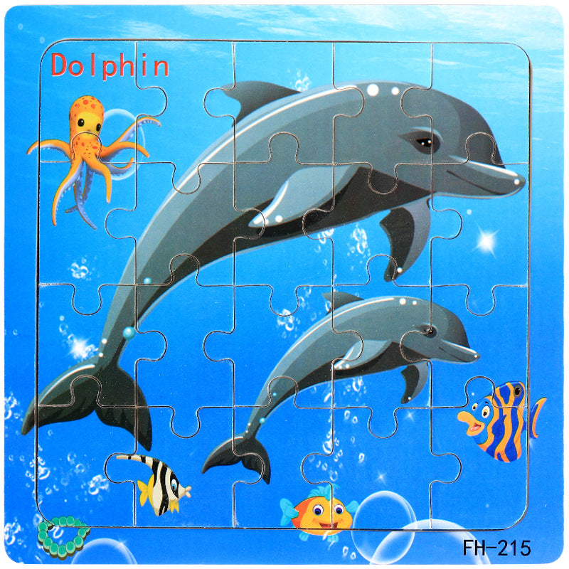Wooden puzzle, children's animal puzzle, educational cartoon, flat puzzle toy for early childhood education