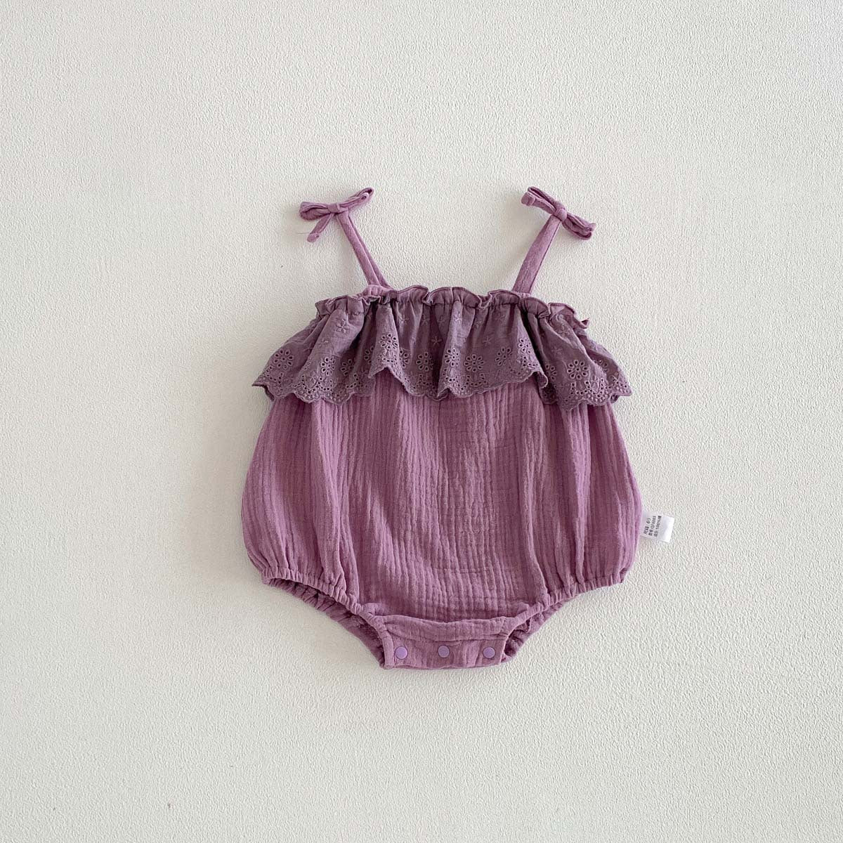 Cute Baby Girl Summer Romper with Lace Collar, Sweet Thin Cotton Sleeveless Onesie