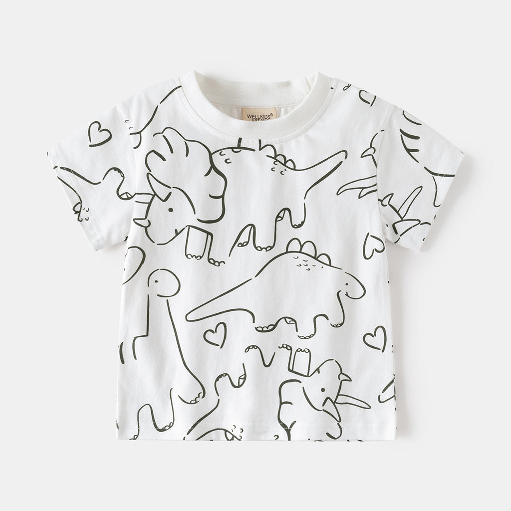 Short Sleeve T-Shirt Summer New Kids Clothing Printed Half Sleeve Top Drop Shipping