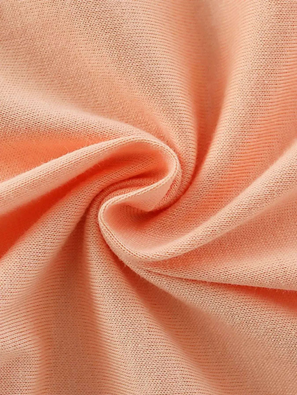 Peach-pink breathable knit fabric for ruffle-trim children's tee