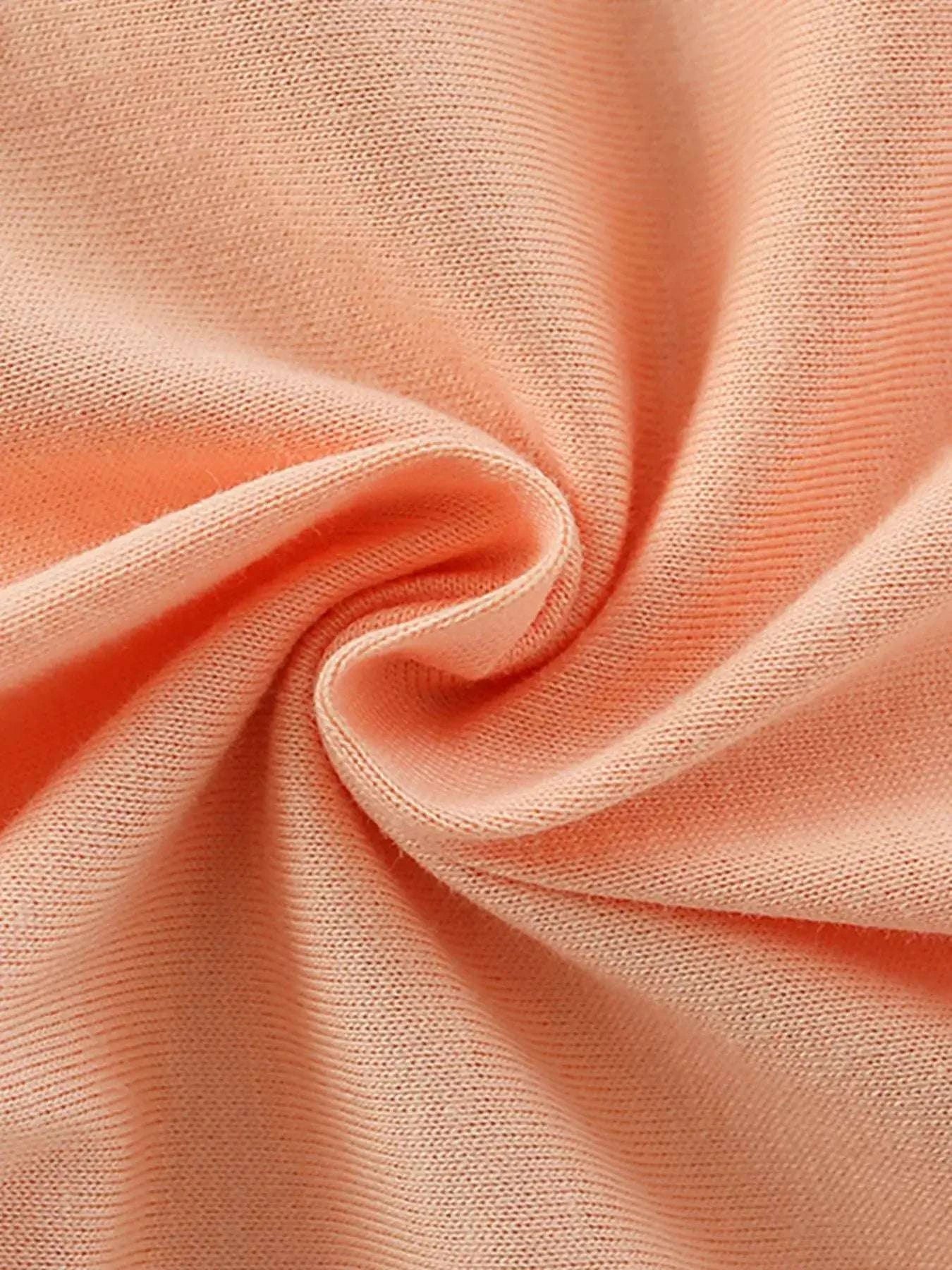 Peach-pink breathable knit fabric for ruffle-trim children's tee