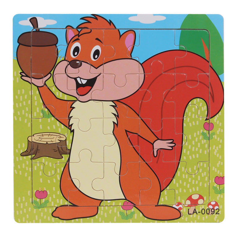 Wooden puzzle, children's animal puzzle, educational cartoon, flat puzzle toy for early childhood education