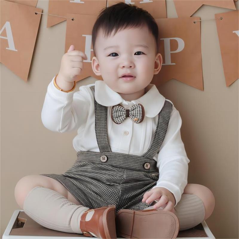 British Style Boy Overalls Birthday outfit