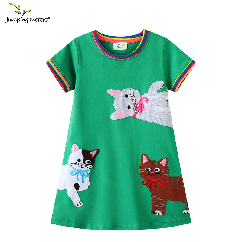 Fashion Knitted Dress for Girls, Short Sleeve Princess Dress for Toddlers and Kids