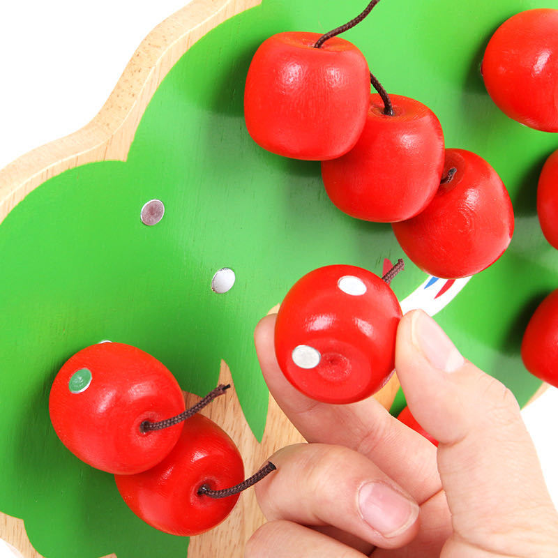 Magnetic Apple Tree Baby Wooden Apple Picking Educational Toys Early Education Intelligence Teaching Aids