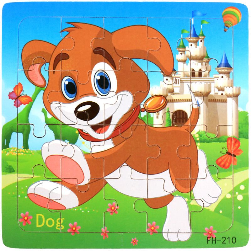 Wooden puzzle, children's animal puzzle, educational cartoon, flat puzzle toy for early childhood education