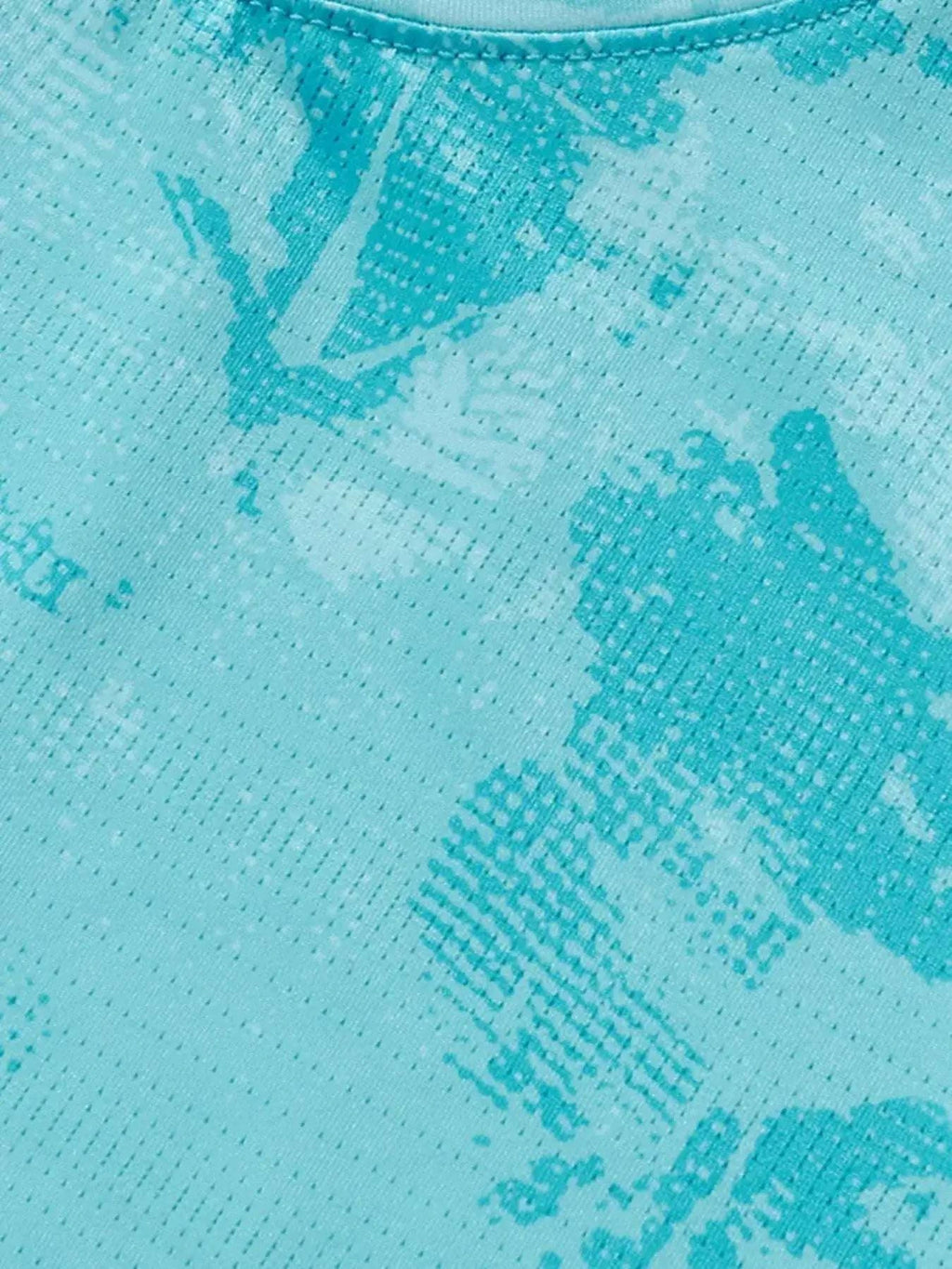 Children's aqua tie-dye quick-dry athletic shirt fabric close-up