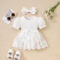 Cotton Knit Baby Romper with Ruffle Hem, Short SleeveBreathable Mesh Fabric, Summer Outfit for Infants and Toddlers