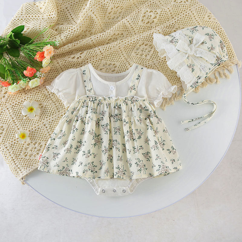 Baby Summer Clothes Girls Princess Cute Thin Summer Romper Printed Short Sleeve Trendy Baby Onesie Diaper Cover