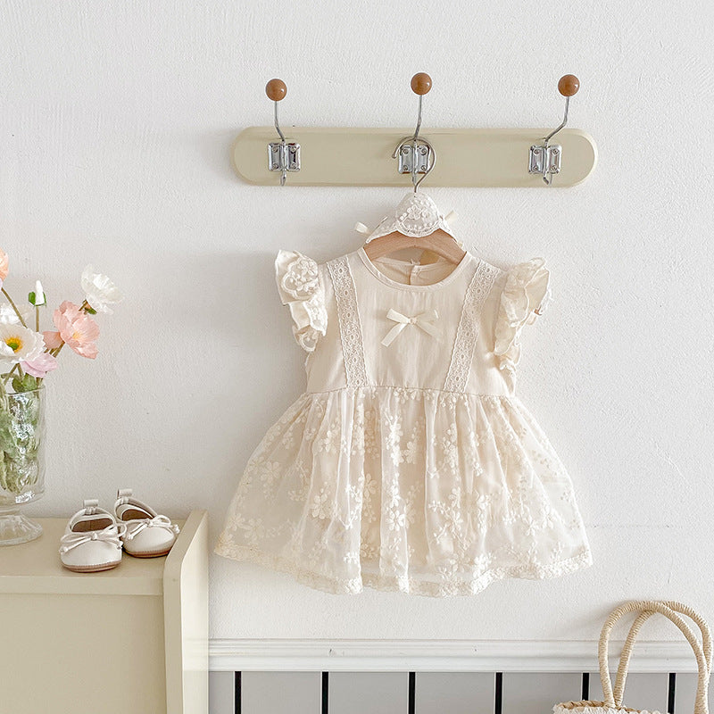 Cute Baby Girl Summer A-Class Infant Romper Newborn Clothes Lace Short Sleeve Triangular Crawling Suit