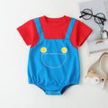 Baby Cotton Romper Super Mario Style for Newborn Photoshoot Summer Outfit
