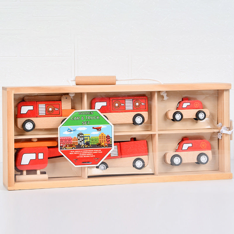 Wooden Children's Multifunctional Engineering Vehicle Ambulance Simulation Fire Truck Early Education Parent-Child Interactive Educational Toys