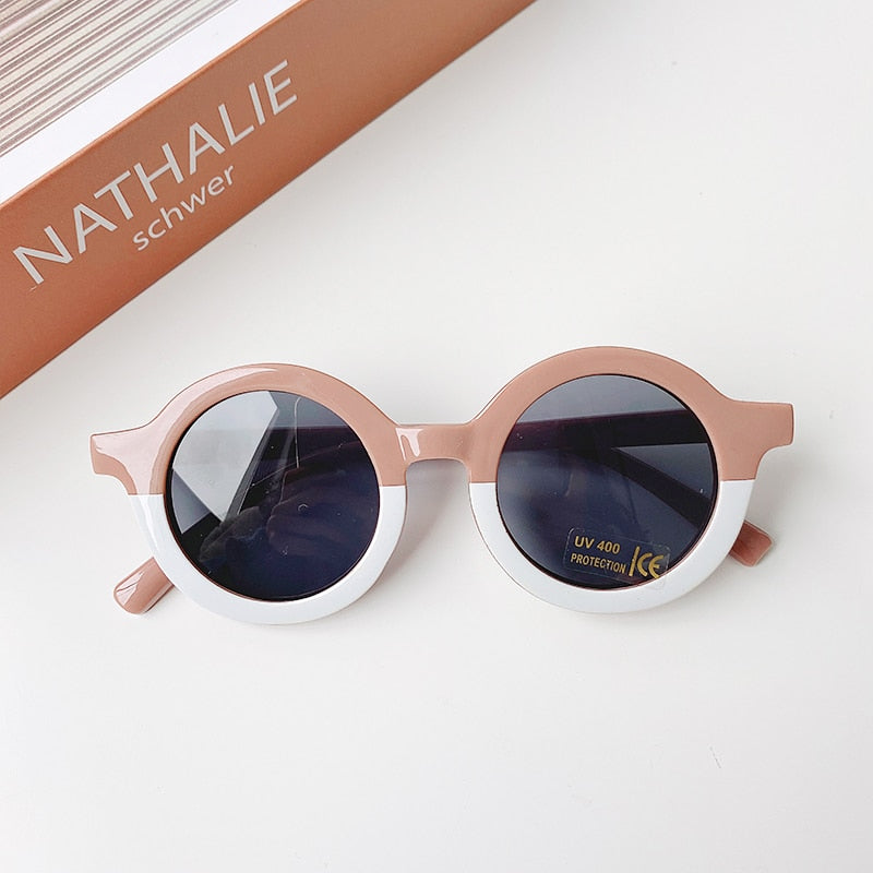 Children Boy Girl Cute Leopard Double Color Cartoon Bear Shape Round Sunglasses Kids Vintage Sunglasses UV400 Protection Classic