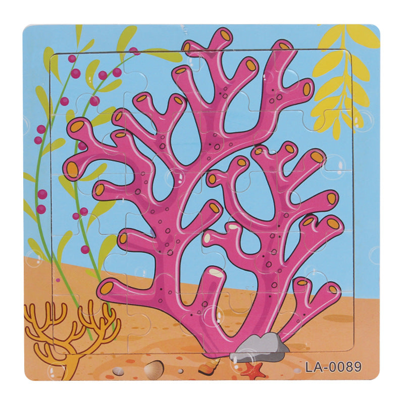 Wooden puzzle, children's animal puzzle, educational cartoon, flat puzzle toy for early childhood education