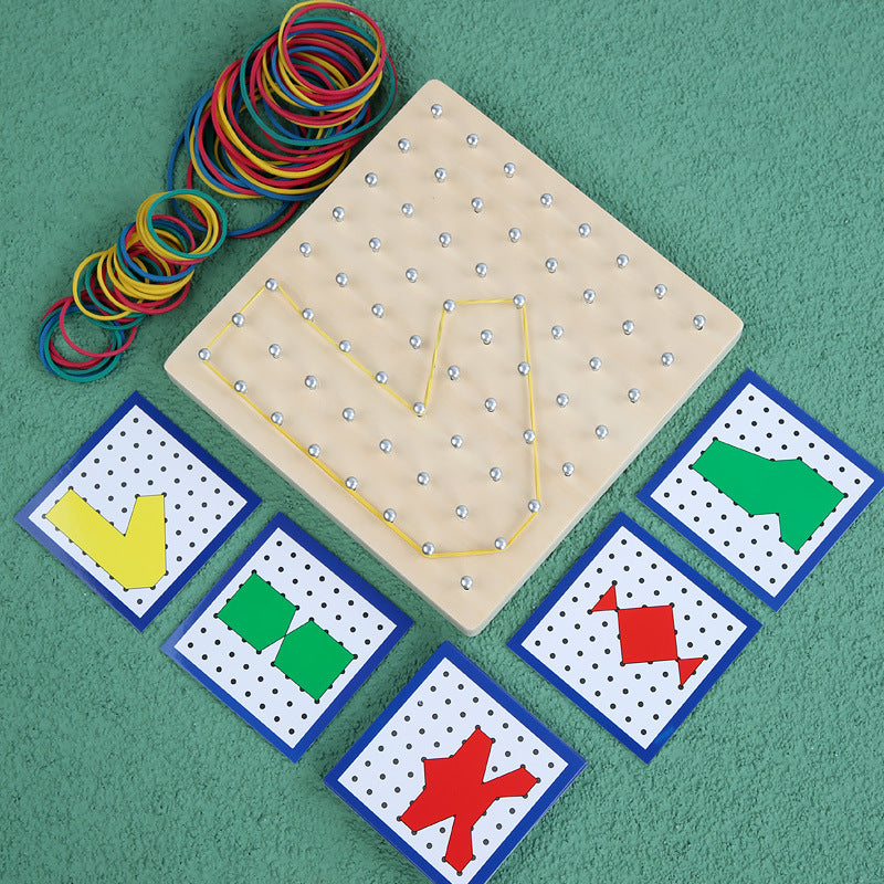 Montessori Trumpet Geometric Creative Nail Board 0.3 Children's Graphic Early Education Educational Toys Wooden Nail Board Teaching Aids