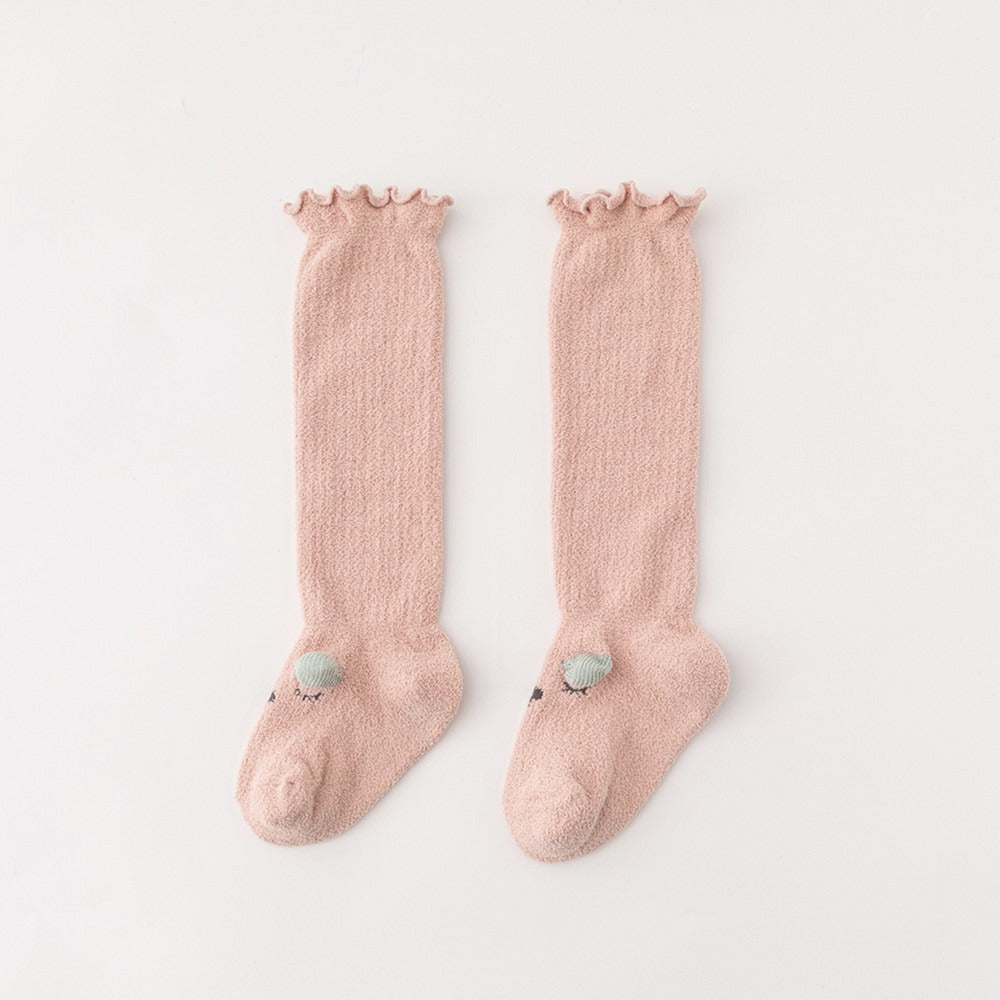 Winter Cat Coral Plush Thickened Baby Socks for Men and Women Class A Newborn Knee Length Lace Loose Mouth Baby Socks