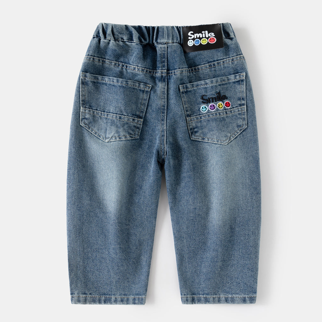 Children's Denim Long Pants Unisex Casual Versatile Kids Denim Trousers