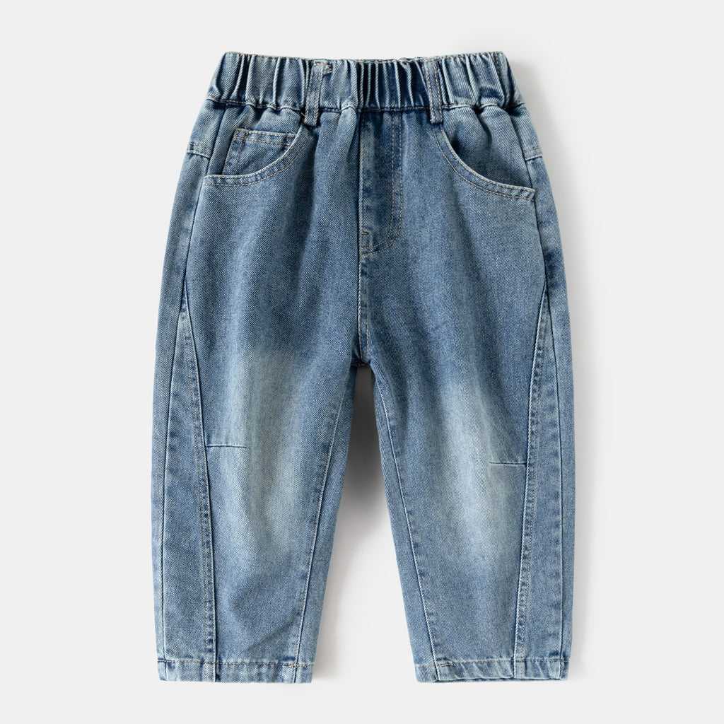 Boy's Casual Denim Long Pants Kids Cartoon Solid Color Jeans