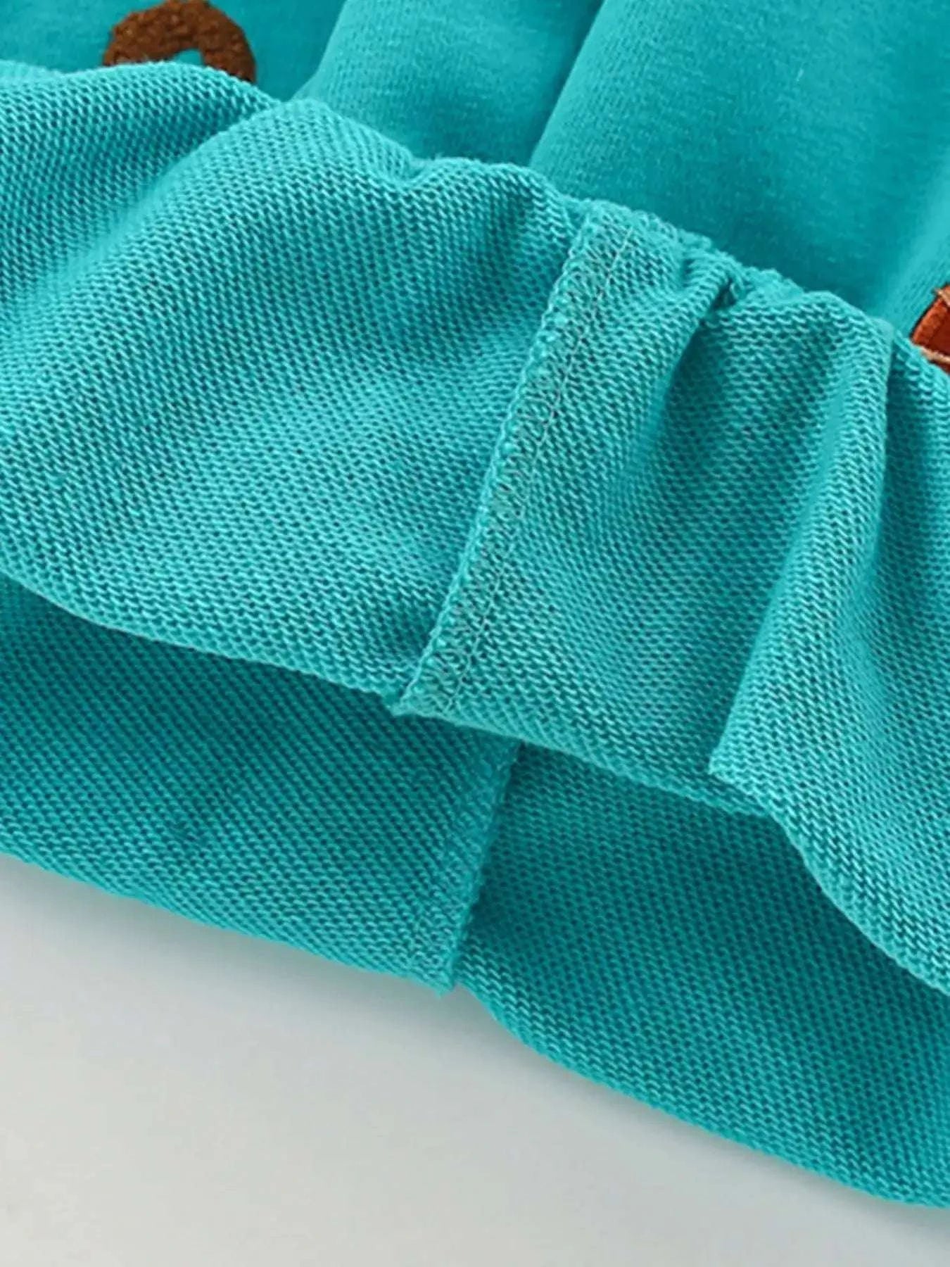 Teal gathered ruffle hem on kids shorts set