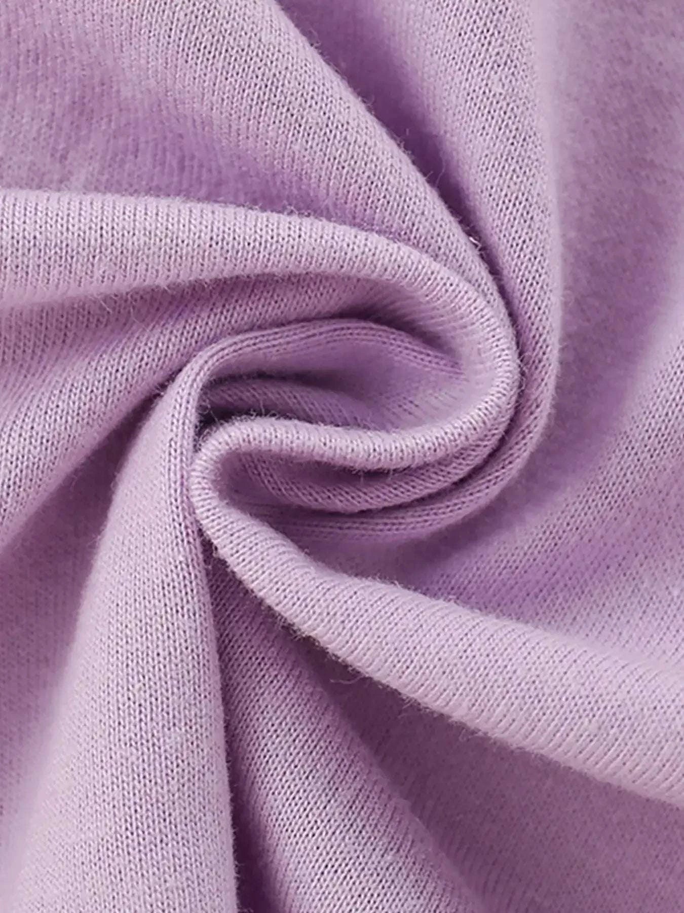 Purple children's T-shirt knit fabric fold detail, short-sleeve