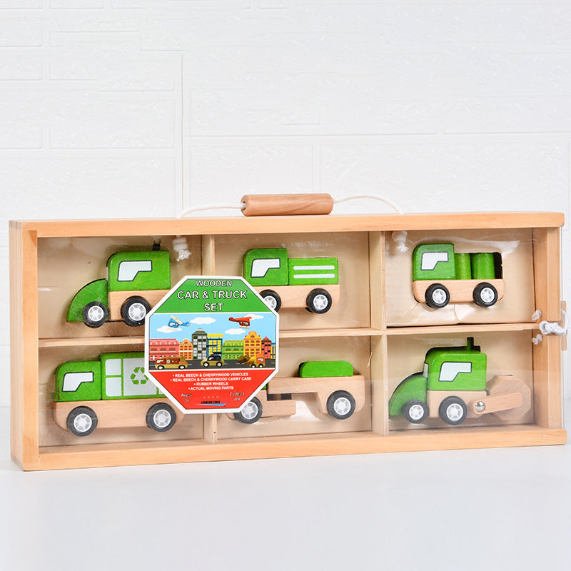 Wooden Children's Multifunctional Engineering Vehicle Ambulance Simulation Fire Truck Early Education Parent-Child Interactive Educational Toys
