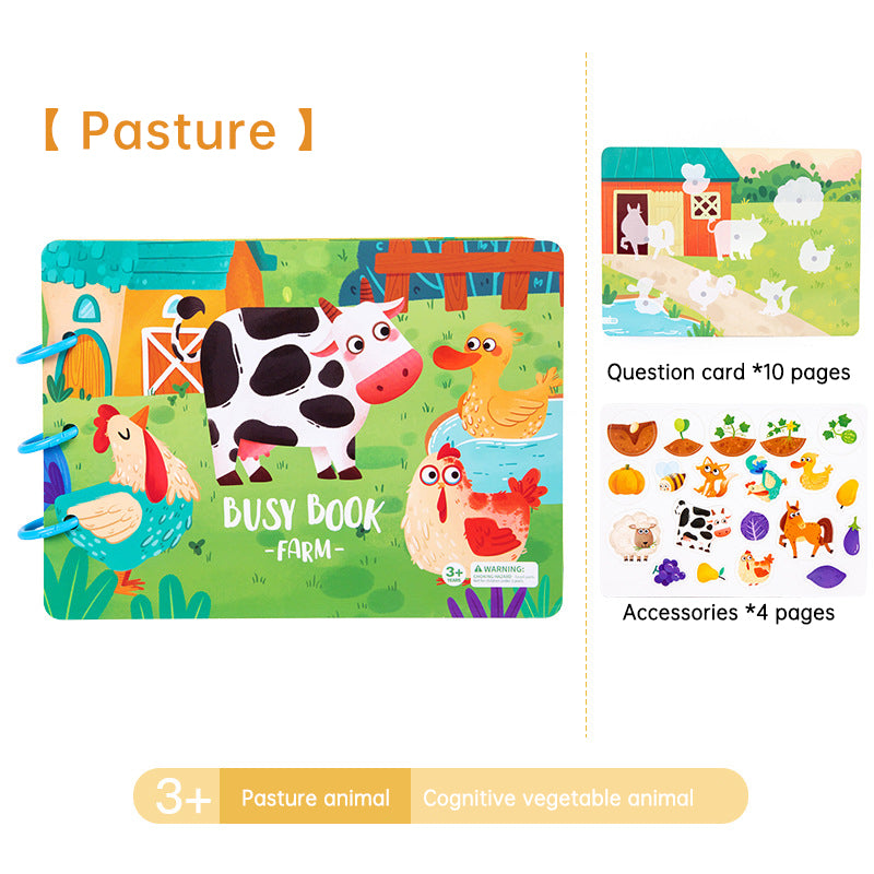 Children's early education quiet sticker book busybook baby common sense cognitive card sticker book educational toy