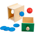 Wooden Montessori teaching aid drawer game educational toy 2-in-1 coin operated pitching box