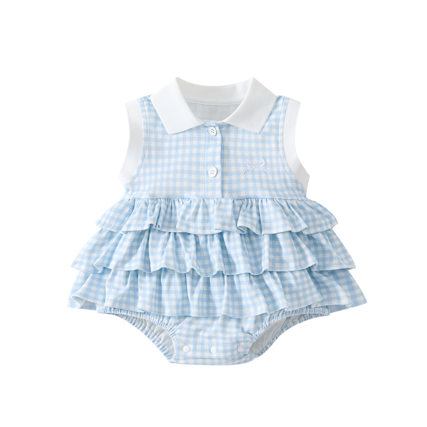 Summer New Baby Girl Checkered Princess Dress, Sleeveless Romper with Open Crotch, Baby Bodysuit Skirt