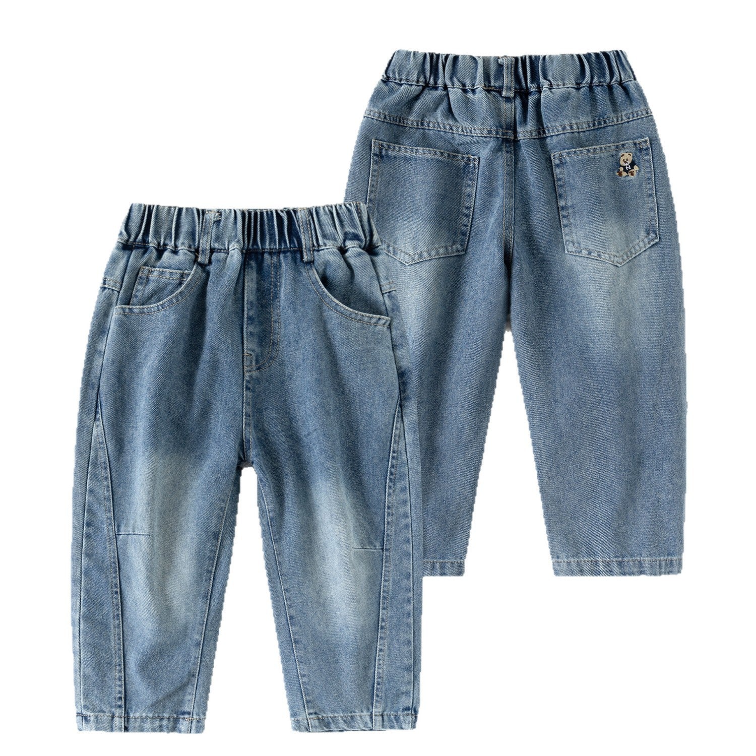 Boy's Casual Denim Long Pants Kids Cartoon Solid Color Jeans