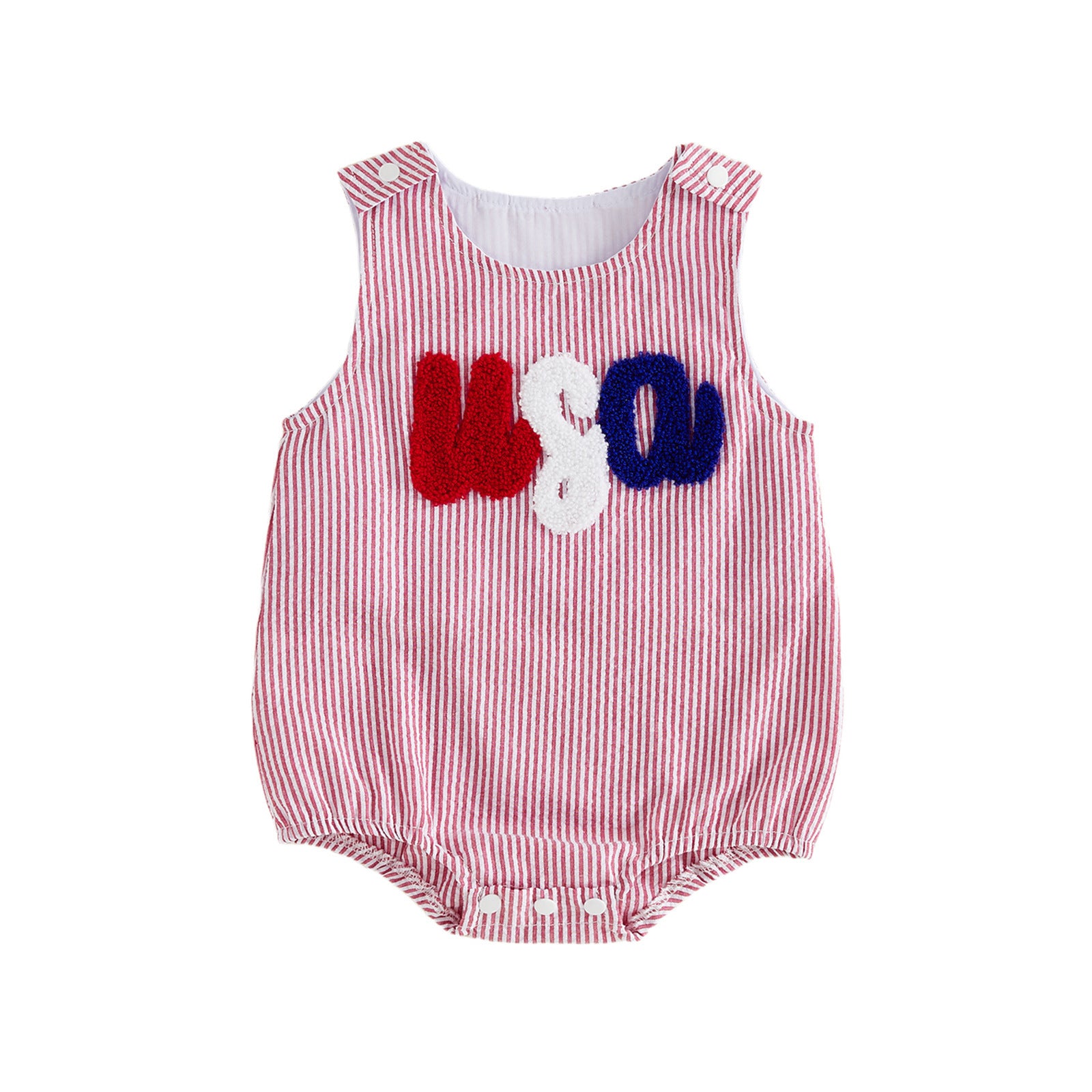 Summer Striped Sleeveless Romper for Kids Embroidered Baby Onesie Infant Bodysuit