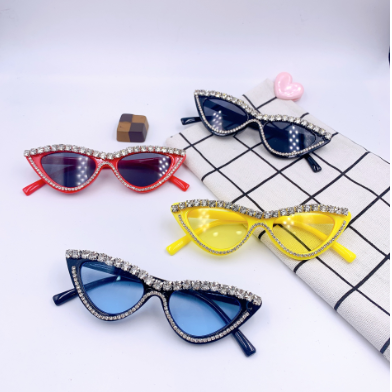 5 Colors Fashion Kids Boys Girls Sunglasses Solid Color Diamond Outdoor Casual Glasses