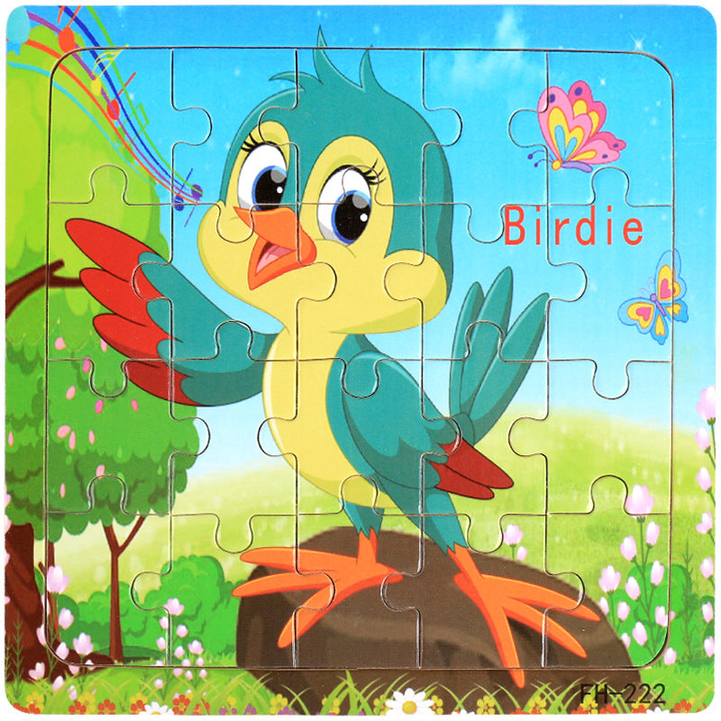 Wooden puzzle, children's animal puzzle, educational cartoon, flat puzzle toy for early childhood education