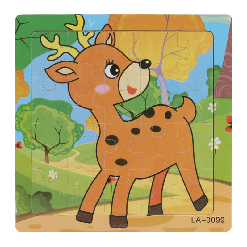 Wooden puzzle, children's animal puzzle, educational cartoon, flat puzzle toy for early childhood education