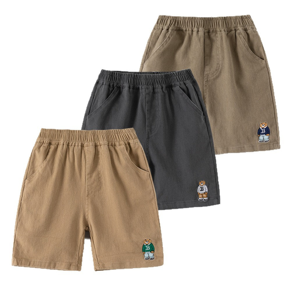 Boy's Summer Casual Shorts with Cartoon Embroidery for Kids and Toddlers